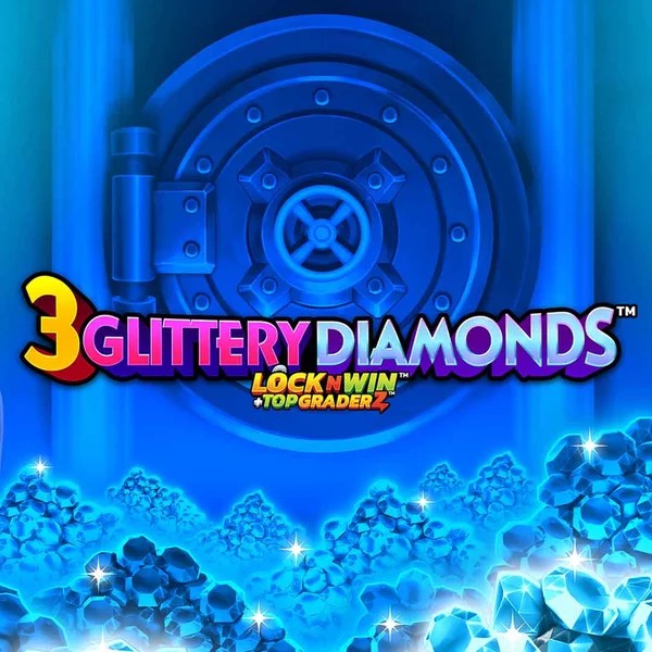 Official Slots logo: 3 Glittery Diamonds by PearFiction Studios at Herospin Casino